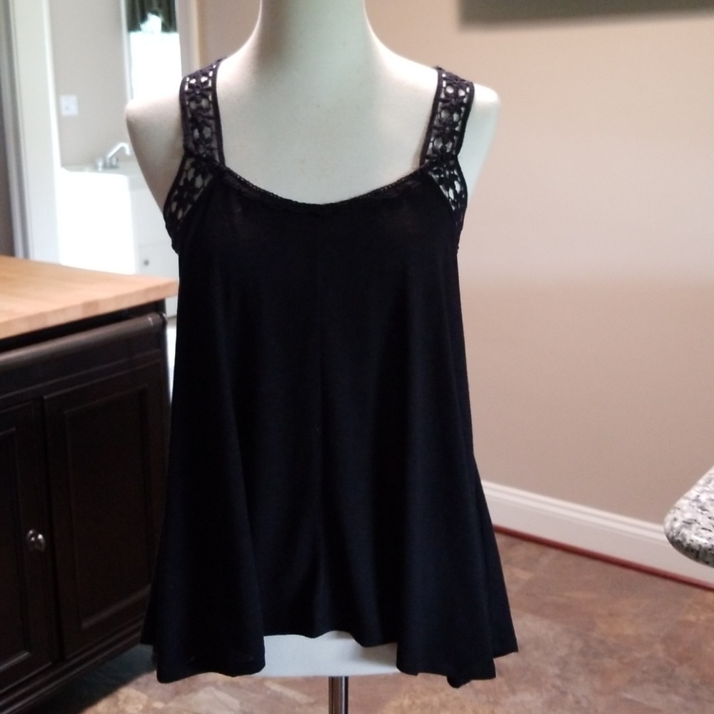 Black crochet tank top